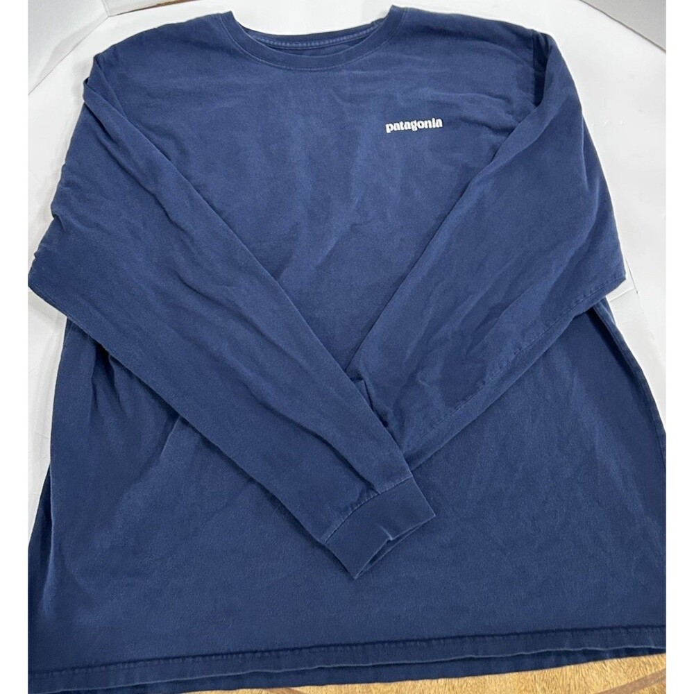Patagonia Men’s XL Blue Long Sleeve T Shirt Organic Cotton Logo Casual Outdoor